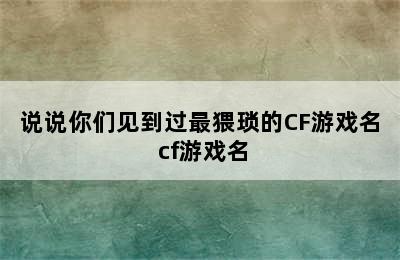 说说你们见到过最猥琐的CF游戏名 cf游戏名